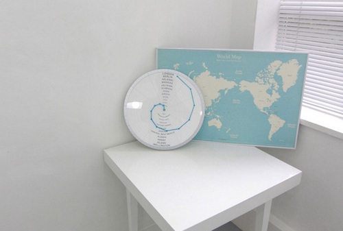 創(chuàng)意時鐘螺旋曲線世界時鐘